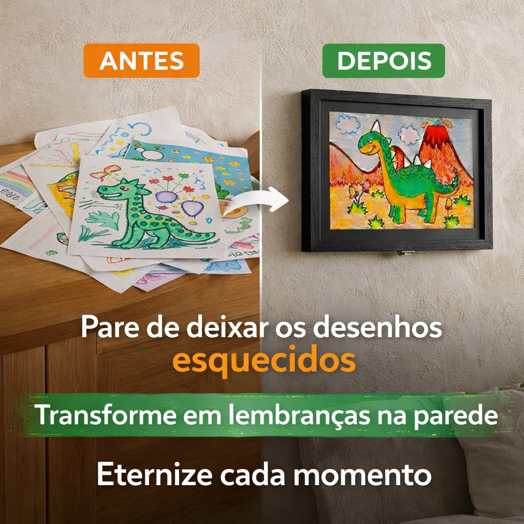 Quadro Porta Desenhos A4 Infantil com Armazenamento