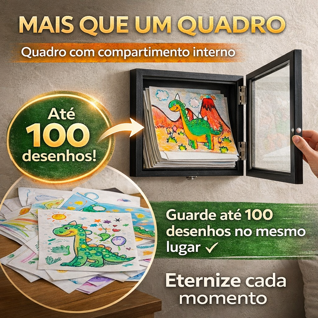 Quadro Porta Desenhos A4 Infantil com Armazenamento