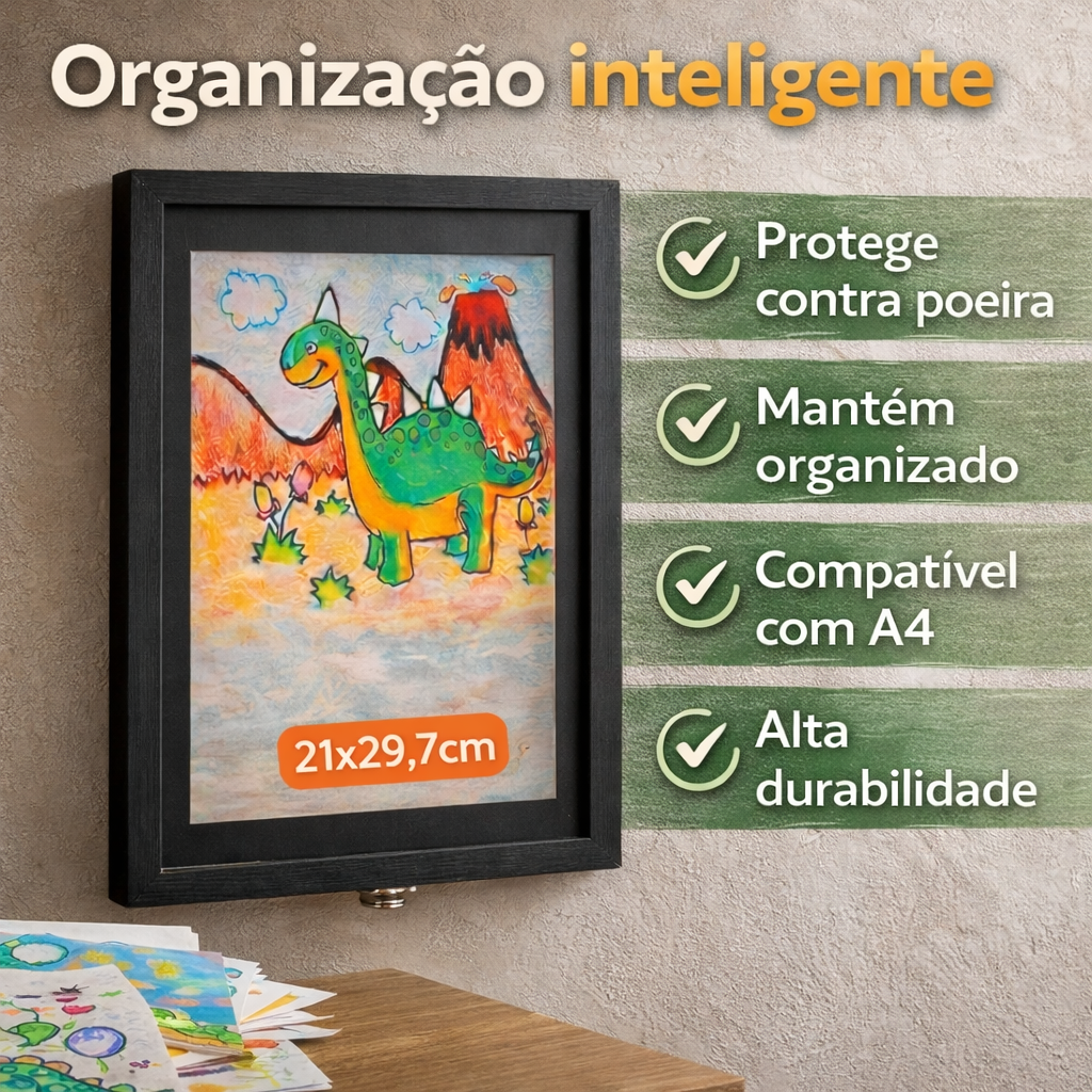 Quadro Porta Desenhos A4 Infantil com Armazenamento