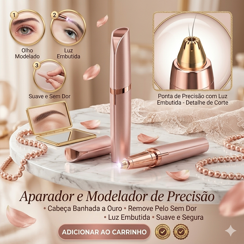 Caneta Depiladora Facial e Sobrancelha Recarregável USB.